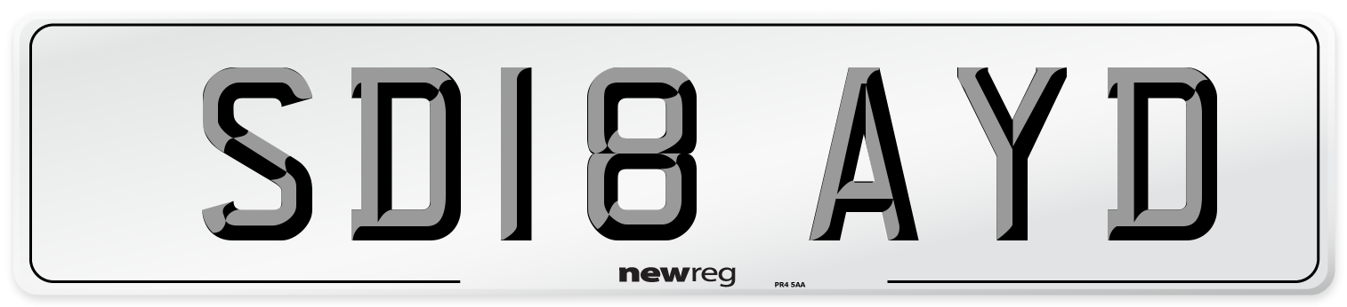 SD18 AYD Number Plate from New Reg
